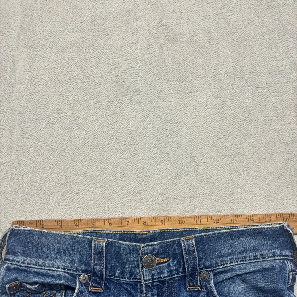 True Religion Geno Relaxed Slim Jeans Mens 31x33 Blue Denim Distressed Fade